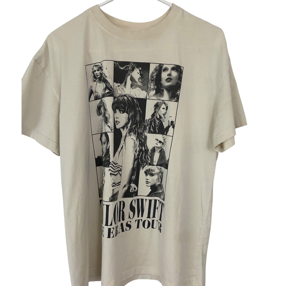 Taylor Swift Eras Tour T-Shirt Womens Small Beige Cream Graphic Concert Tee